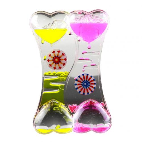 Sales Kid Speelgoed Moving Drip Olie Zandloper Vloeistof Bubble Timer Drijvende Vloeibare Motion Bubble Timer Horloge Thuis Bureau decor: Yellow Pink