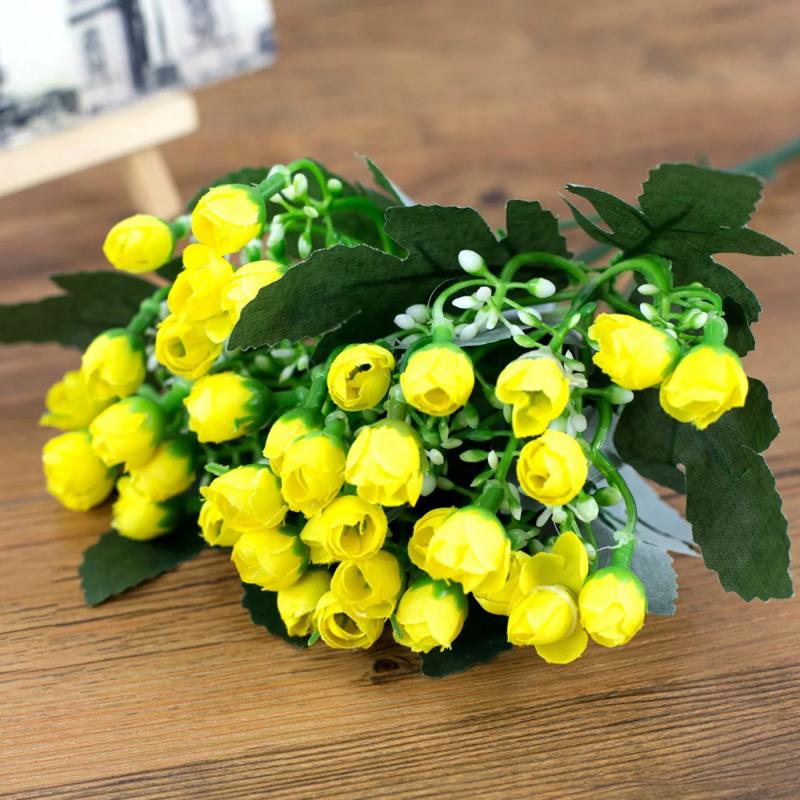 36Heads/1Bunch Kunstmatige Decoratieve Party Zijden Nep Bloemen Pioenen Voor Home Hotel Decor Diy Bruiloft Decoratie Bouque: light yellow