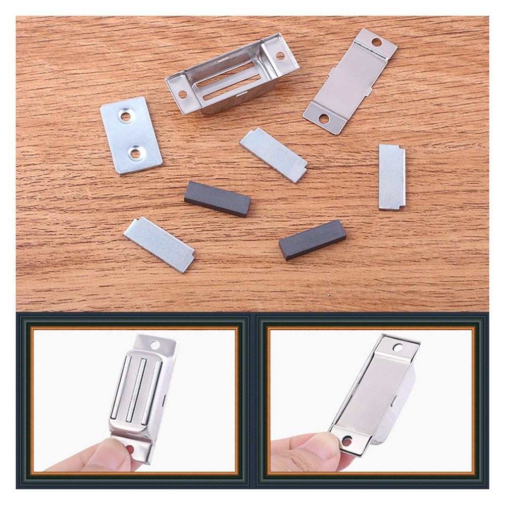 Magnetic Cabinet Door Catch Furniture Closet Catches Latch with 2 Strong Magnets Stainless Steel Kitchen Cupboard Closure Catch