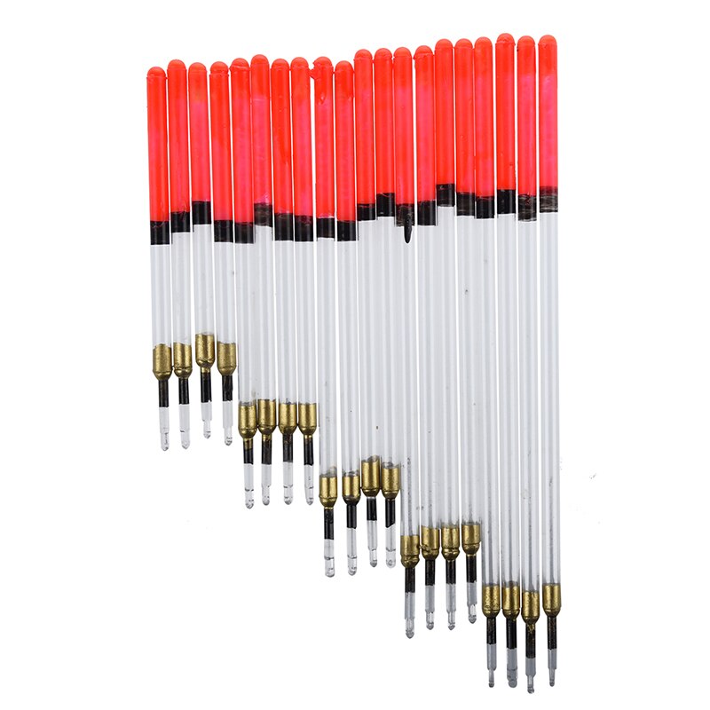 20 Clear Crystal Waggler Fishing Fish Floats Floating Stem Tube Set