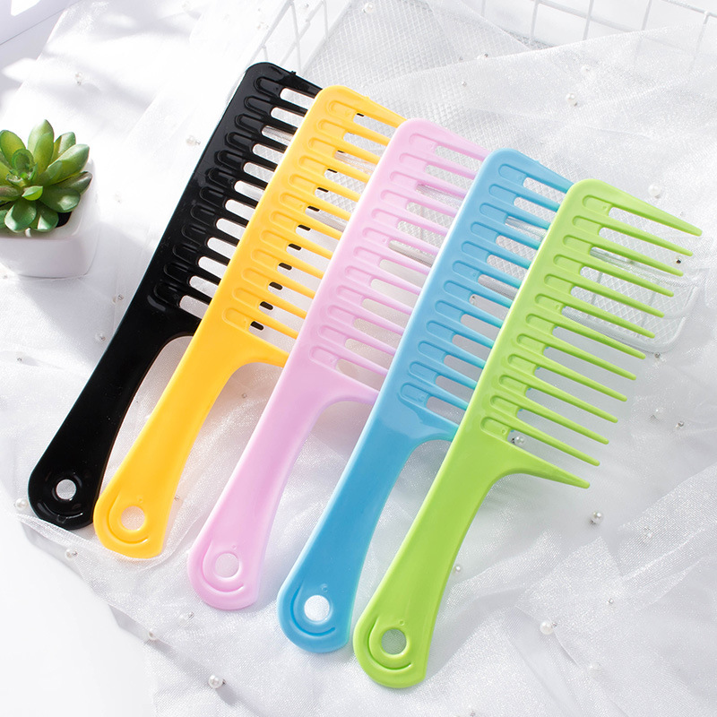 Peine de peluquería resistente al calor para mujer, cepillos de pelo rizado con gancho húmedo, herramientas de estilismo, dientes anchos y gruesos