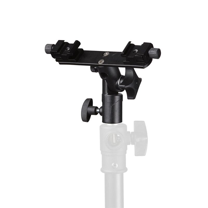 Double Shoe Flash Umbrella Holder Light Stand Mount for Photography Camera