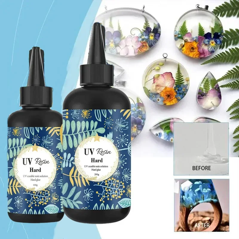 UV-hartsiliima 10-100g Väritön Läpinäkyvä Ultraviolettineste Askarteluun DIY Korujen Valmistukseen