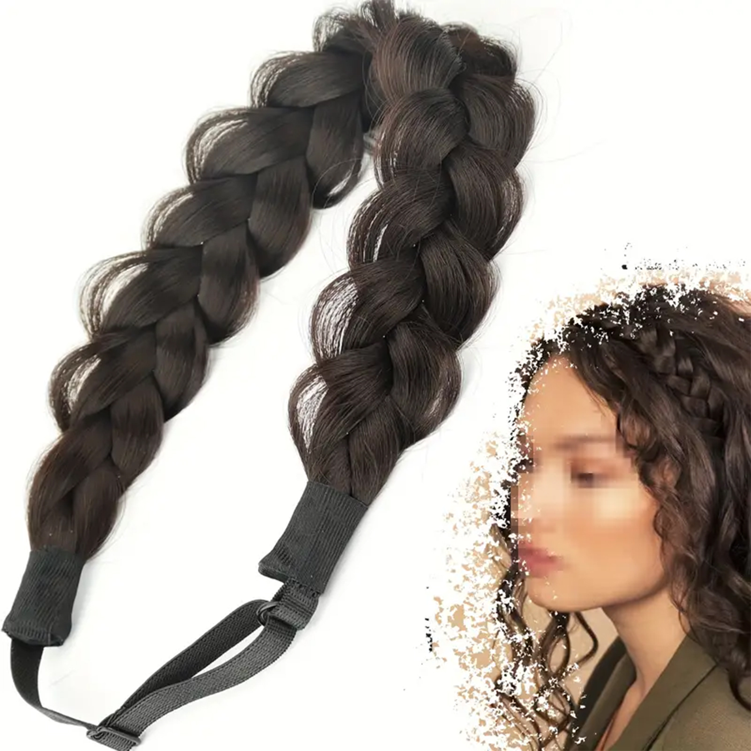 Synthetic Hair Braided Headband With Elastic Band Style Black Brown Girls Braided Headwear Hair Accessories Suitable For Women: Silver