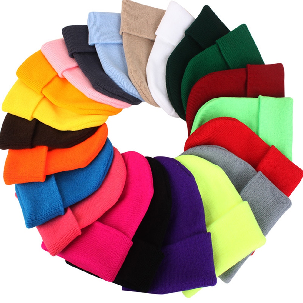 Wollen muts herfst winter unisex wollen muts zachte gebreide muts schedel mutsen warme effen kleur skimuts