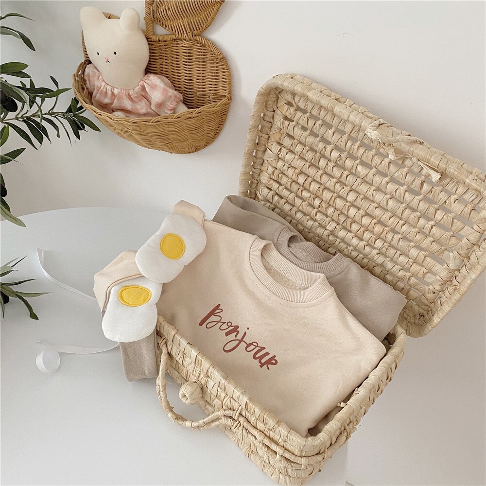 Autumn Baby Bodysuits Letter Printed Newborn Long Sleeve Jumpsuit Boys Girls Cotton Baby Clothes With Headband