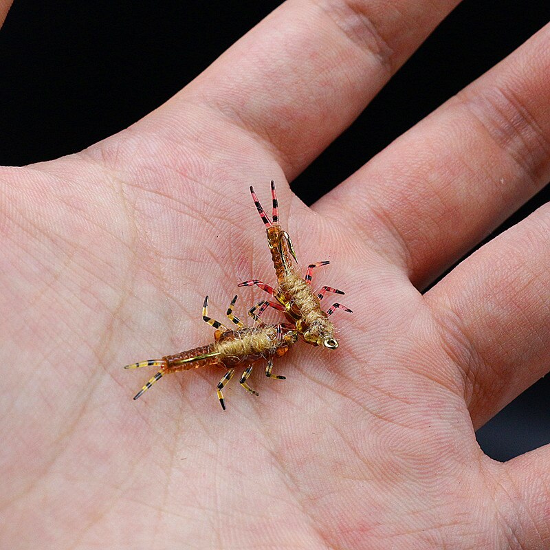 30 kpl/setti stonefly nymfi kumirunko ja nymfikoukut yhdistelmä synteettiset perhonsidontamateriaalit perhokalastus keinotekoiset nymfiperhot