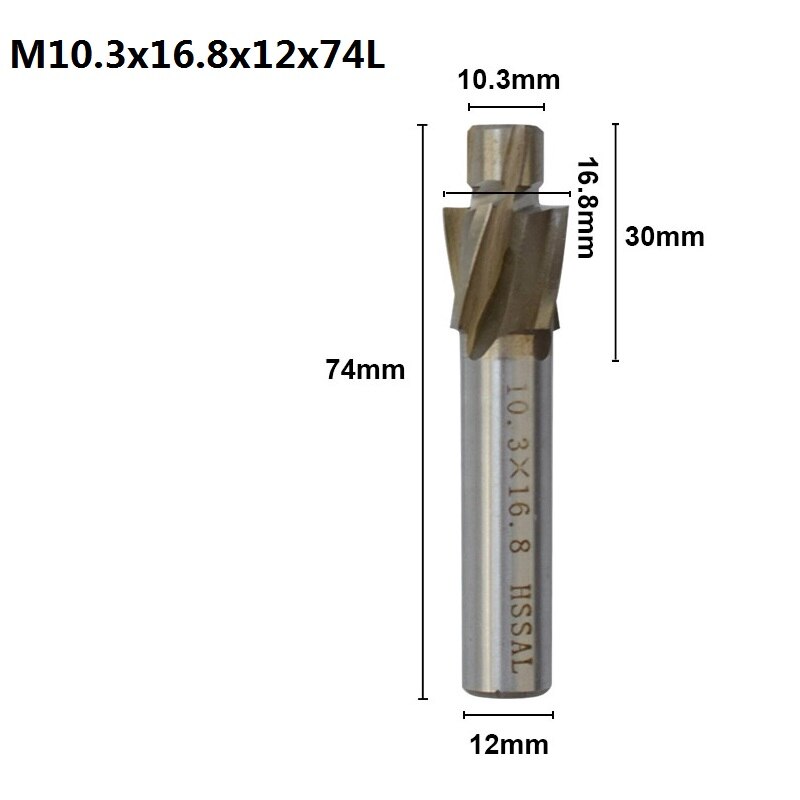1 unidad de fresa de avellanado XCAN con 4 puntas HSS, herramienta de ranurado piloto de M3.2-M16.5, fresa para taladro de madera/Metal: M10.3x16.8x12x74