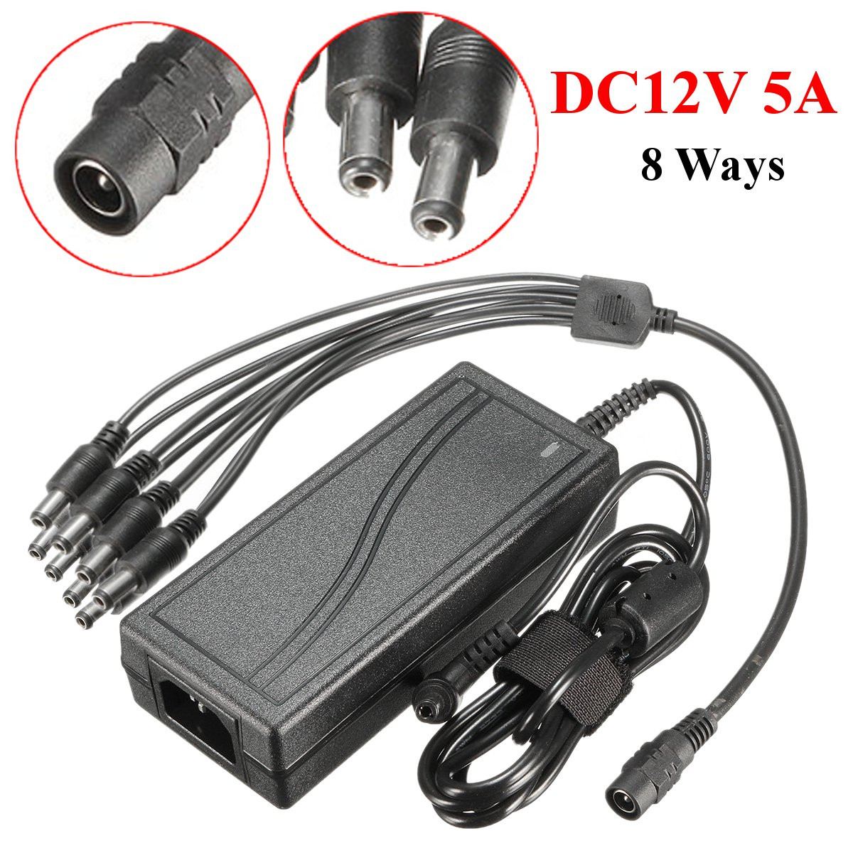 DC12V 5A Monitor Power Adapter Voor Camera Radio Led Pc + 8 Way Power Splitter Kabel