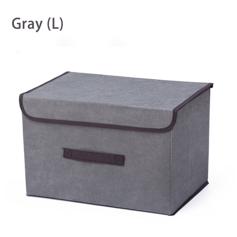 Non Woven Fabric Storage Box with Lids Household Toy Snacks Sundries Organizer Storage Boxes Basket Cloth Storage Organizer Box: Gray L 36x23x24cm