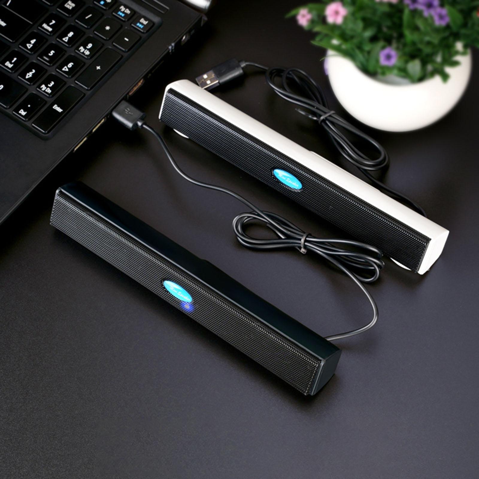 Mini USB Computer Speaker Stereo Sound Soundbox Clip On Subwoofer Bass Sound Bar for PC Laptop Desktop Space Saving Dorm