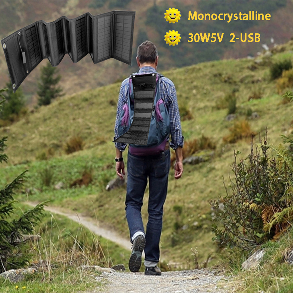 25W Solar Panel Kit USB Output Devices Solar Panel Portable Outdoor Mobile Phone Power Battery Cells Charger for Camping Hiking