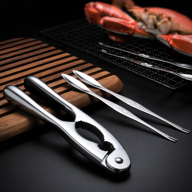 Juego de Herramientas para comer mariscos, alicates de pinza de langosta, tenedor para cangrejos de cangrejo de acero inoxidable, accesorios de herramientas para restaurante casa cocina