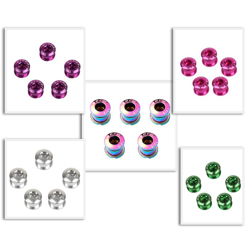 5PCS Single Chainring Bolts 7075 Aluminum Alloy M8 Crankset Single Chainwheel Bolts & Nuts Disc Screws For Road Bike MTB