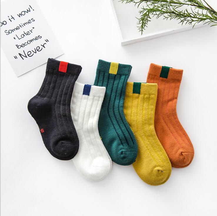 Herfst Kinderen Sokken Katoenen Buis Streep Kid 'S Sokken Vrouwelijke Mannelijk Kind Sokken 5Pairs = 10 Stuks