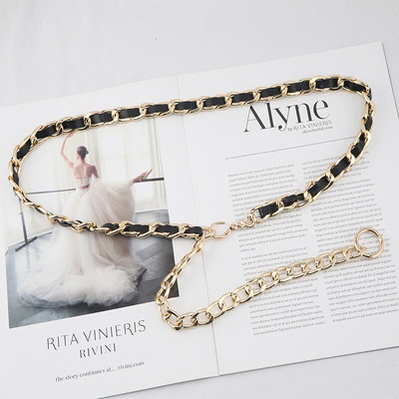 Gouden Ketting Riem Elastische Zilveren Metalen Taille Riemen Voor Vrouwen Ceiture Femme Stretch Cumberbanden Dames Jas Ketting Riem Tailleband