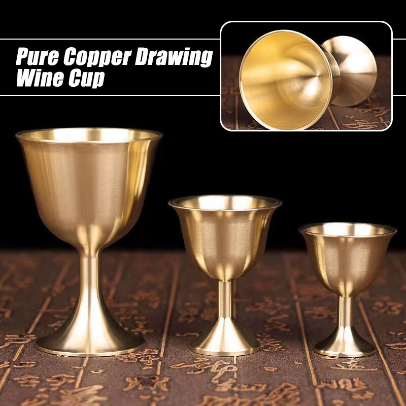 10 PCS Pure Copper European Style Cocktail Glass Bar Ktv Whiskey Glass Retro Pure Brass Goblet Party Home Red Wine Glass