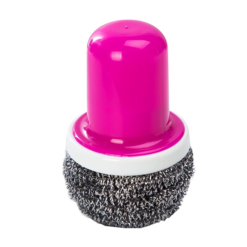 Kitchen Stainless Steel Wire With Handle Clean Brush For Dish Bowl Pan Clean Metal Scrubber Household Cleaning Tools: rose red