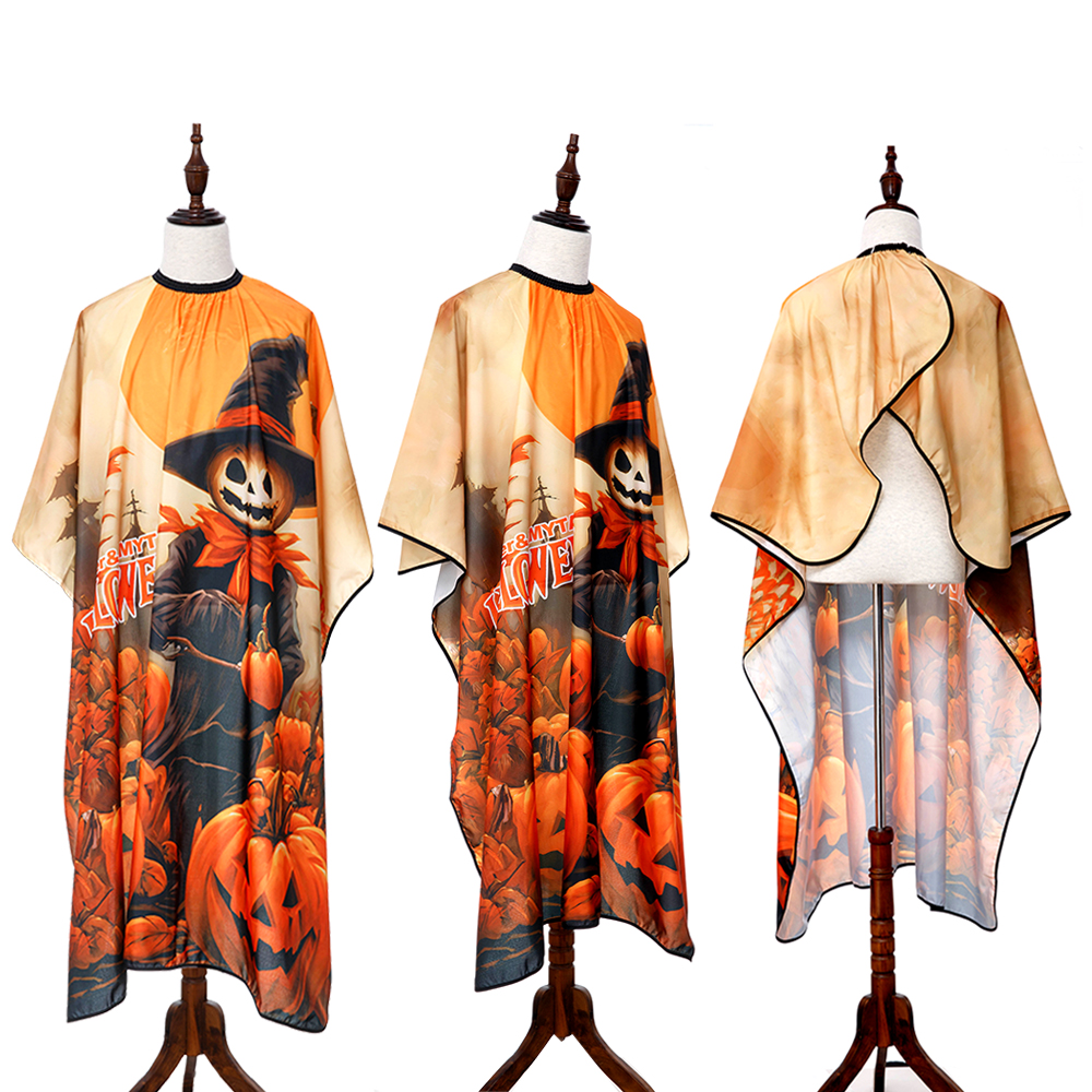 3 Kleur Halloween Kapper Schort Pompoenpatroon Waterdichte Doek Stofdichte Cape Salon Professionele Kapper Winkel Accessoires