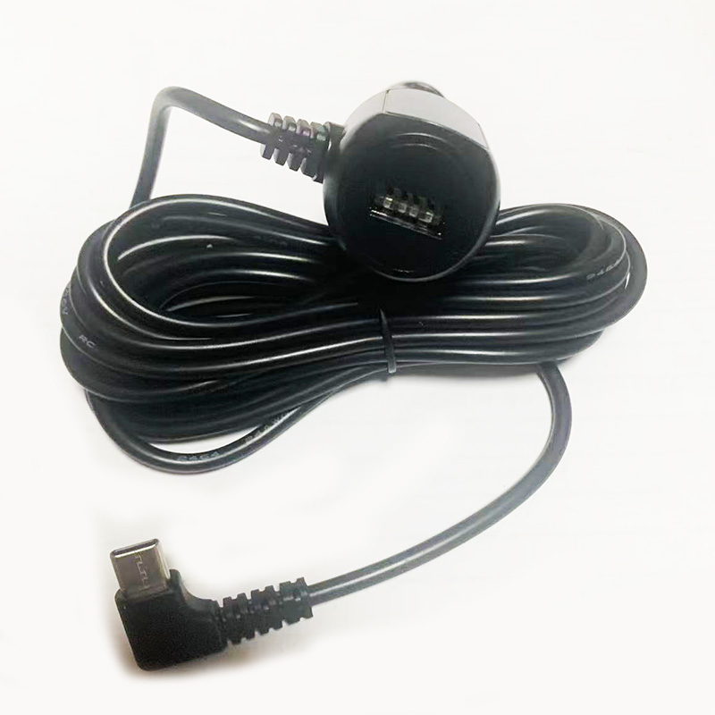12 V-24 V naar 5 V 3A 90 graden hoek TYPE-C USB autolader adapter met USB vrouwelijke poort en 3,5 m kabel voor auto DVR voertuig opladen