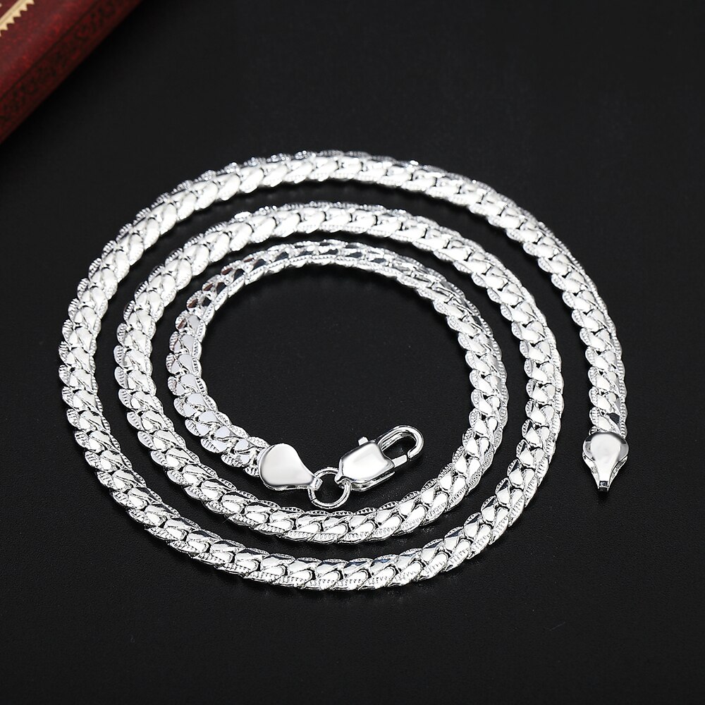 Feine 925 Sterling Silber 6MM volle kette Halskette Armbinde Modeschmuck Für Frauen Männer setzt luxus Hochzeit Party 45/50/55/60CM