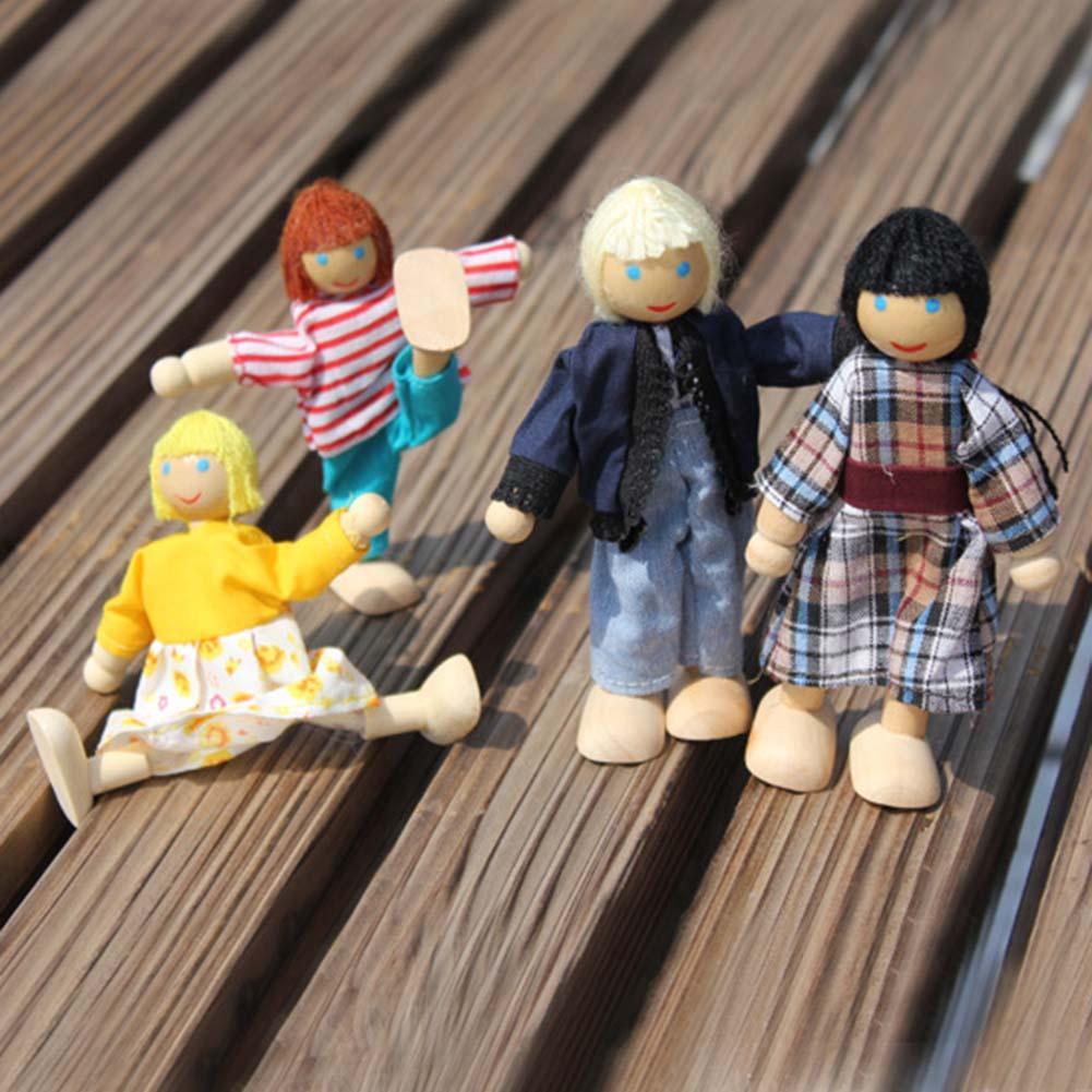 Giocattoli delicati in legno per mobili per case delle bambole Set in miniatura per bambini finta sale giochi accessori educativi per bambini: 4 pcs dolls set