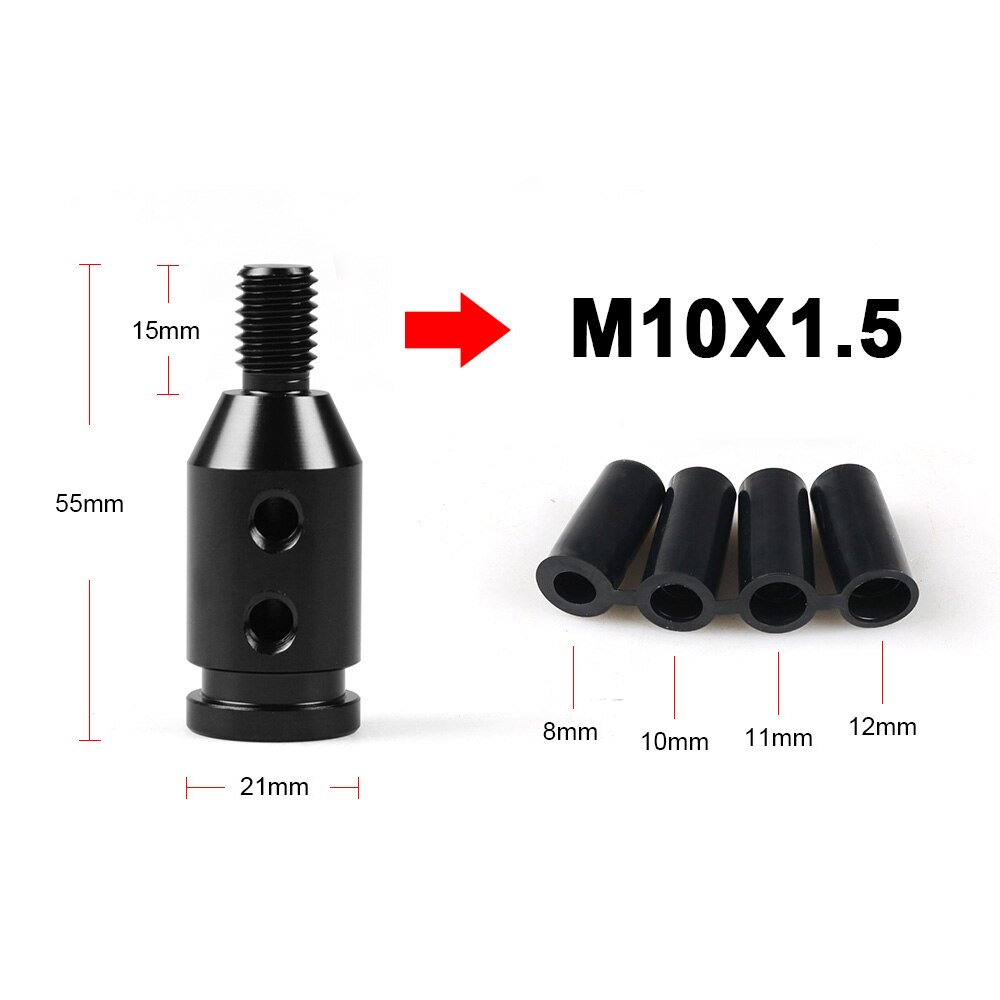 Adaptador Universal de pomo de cambio de marchas Manual para coche, palanca de cambios sin rosca, aleación de aluminio, rosca M10x1.5/M12x1.25:  Black-10x1.5