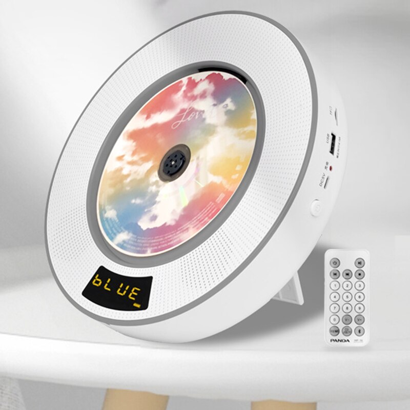 Bluetooth CD Player Wall Mountable Remote Control Home Music Boombox with Dust Cover,2 Built-in Stereo HiFi Soundcore Speakers: Silver