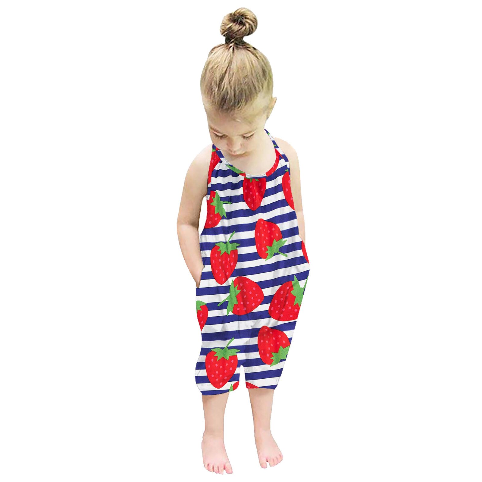 Peuter Baby Mouwloze Zomer Romper Jumpsuit Speelpakje Kids Kleding Jongens Meisjes Leuke Gedrukt Pyjama Klimmen Kleding Штаны Kind: D / 100