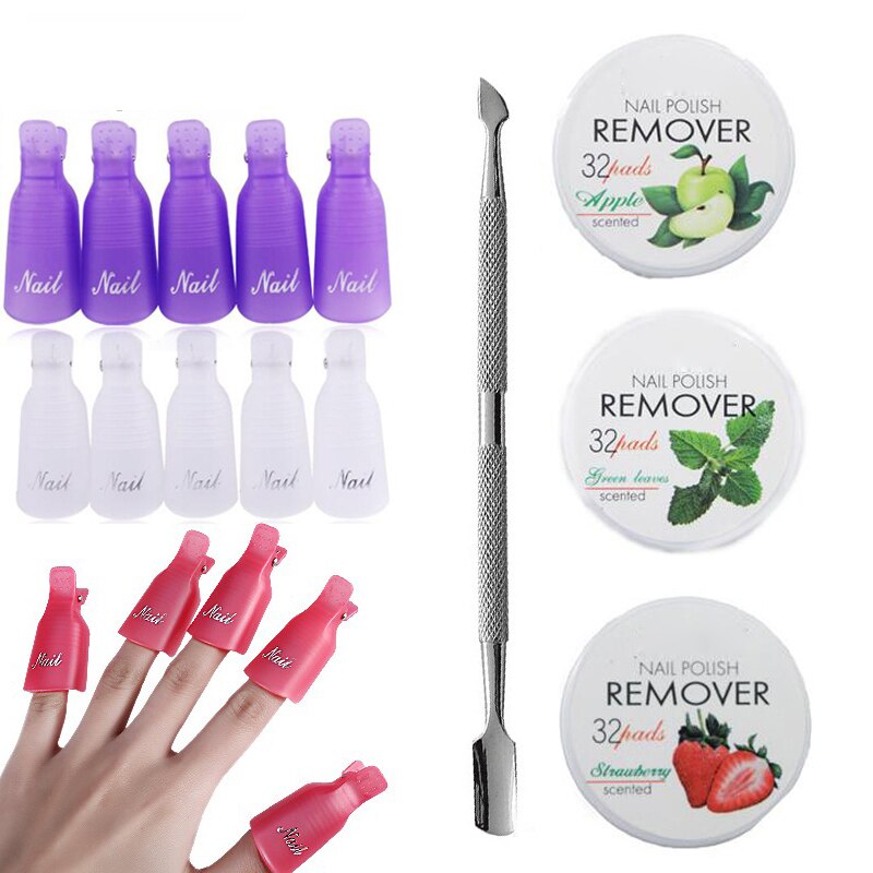 Addfavor negle skønhedsværktøj sæt negle neglebånd pusher manicure frugt neglelakfjerner cap klip makeup servietter bomuldstilbehør