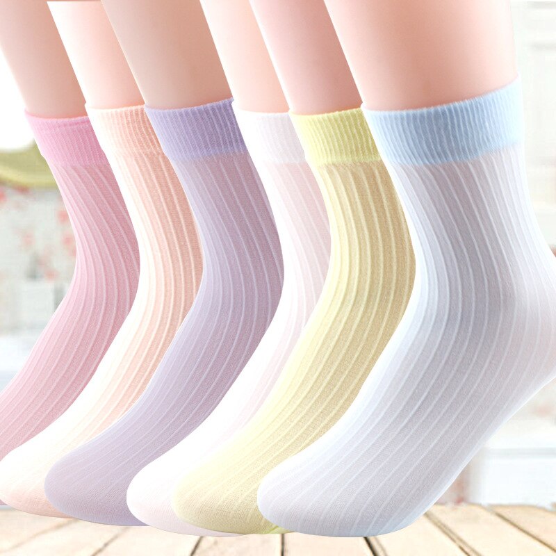 10 par sommer børn forårs korte sokker bomuld børn pige sokker solid infantil ældre pige ånde strømper