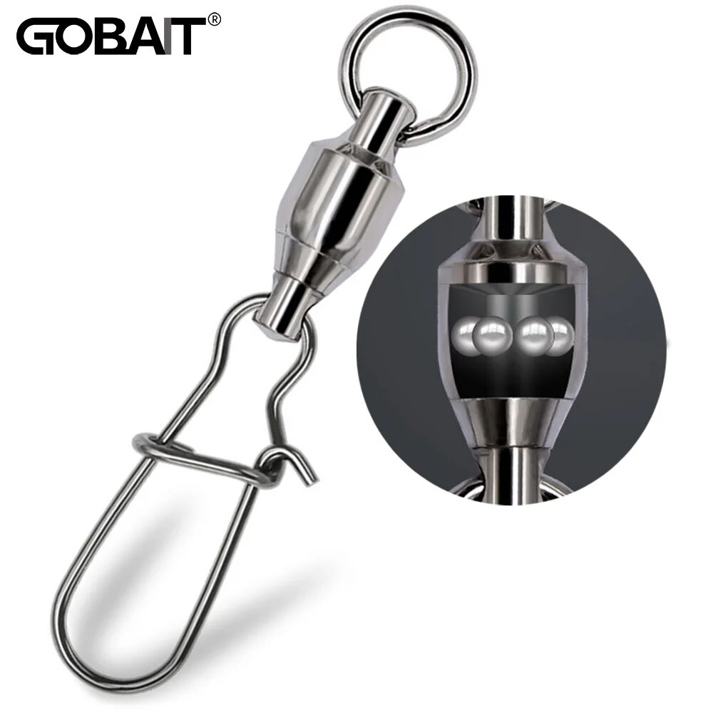 GOBAIT 20 pièces connecteur à pression pivotant broche roulement à billes anneau roulant boucle Kit Pesca ligne de leurre connecter serrure croisée outils de pêche