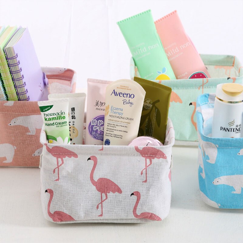 Cartoon Desktop Opslag Mand Leuke Flamingo Waterdichte Organizer Katoen Linnen Diversen Opbergdoos Kast Ondergoed Tas