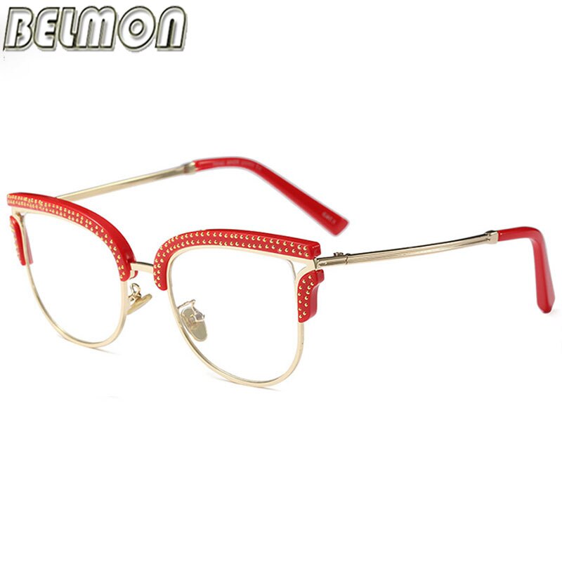 Belmon Optical Eyeglasses Women Prescription Spectacles Diamond Glasses Frames Transparent Clear Lens Eyewear RS824
