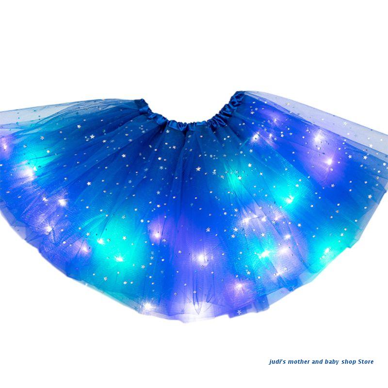 67JC-falda de tul para niñas, tutú con lentejuelas y estrellas brillantes para Ballet, 3-12T: sapphire