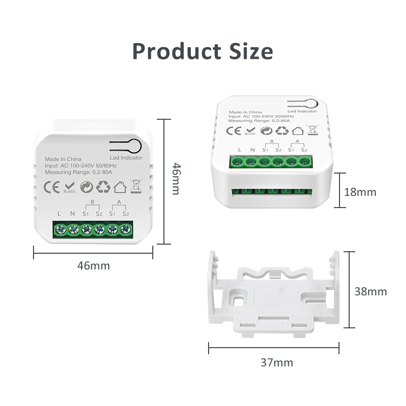 Tuya Wifi Intelligent Energy Meter Solar PV System Power Production Consumption Bidirectional Monitoring Meter APP Control CT