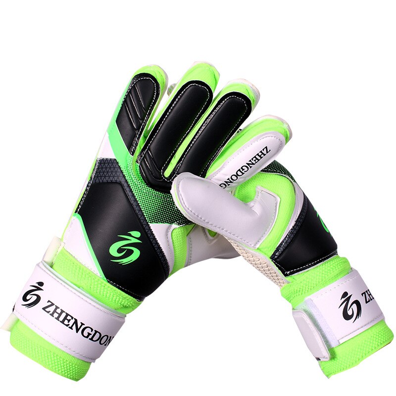 Goalkeeper gloves elementary and middle school adult breathable non-slip comfortable wear-resistant thick latex goalkeeper foot: Green / 9