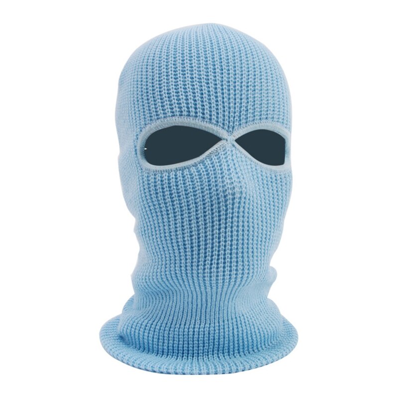 2-Hole Knit Ski Mask Balaclava Hat Winter Full Face Cover Neck Gaiter Beanie Cap: Sky Blue