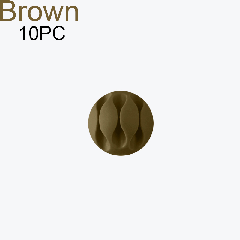 Leuke Telefoon Kabel Organizer Computer Netsnoer Houder Muis Draad Clips Siliconen Kabels Protector Datalijn Bureau Kabelmanagement: 10PCS Brown 3 Holes
