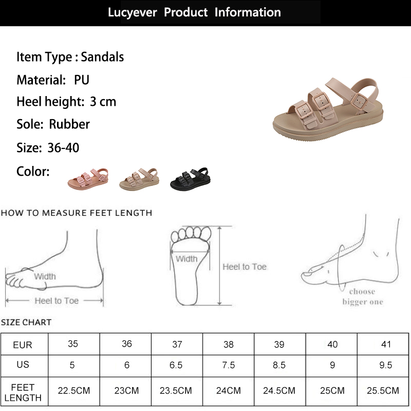 Lucyever Women Flat Gladiator Sandals Open Toe Buckle Solid Jelly Sandals Female Casual Comfortable Platform Beach Slides