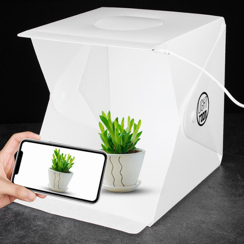 Fotografi led-ljusrum fotostudio ljustält mjuklåda bakgrunder fotolåda för dslr-kamera 22cm bärbar hopfällbar ljuslåda