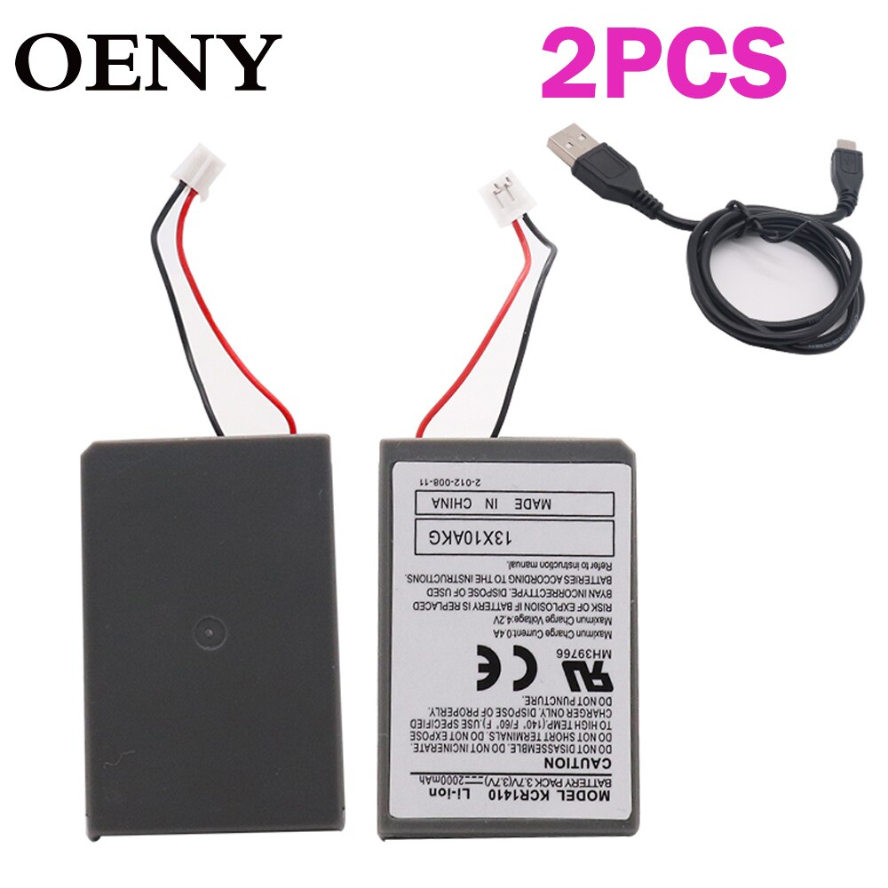 2 stk 2.0ah 2pk batteri og kabel til sony playstation  ps4 pro dual shock 4 pro controller anden generation cuh-zct 2 or cuh-z