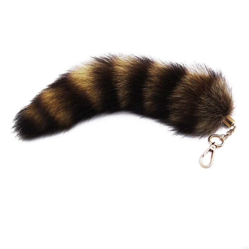 4XBE Llavero con Cola Mapache, Llavero con Cadena Colas esponjosas, Llavero con Animal Personalizado, , Llaveros con: Oro