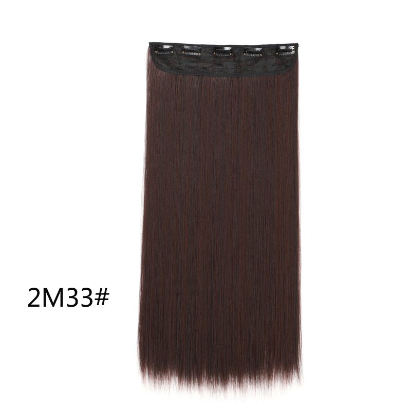 Extensiones de cabello invisibles de una pieza con 5 clips sintético, postizo largo y recto de 24 pulgadas resistente al calor para mujeres: #35