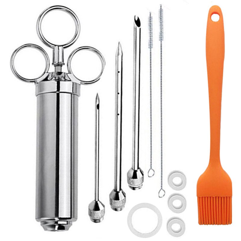 Vlees Injector Rvs Marinade Flavour Voedsel Barbecue Kits Duurzaam FP8: Orange