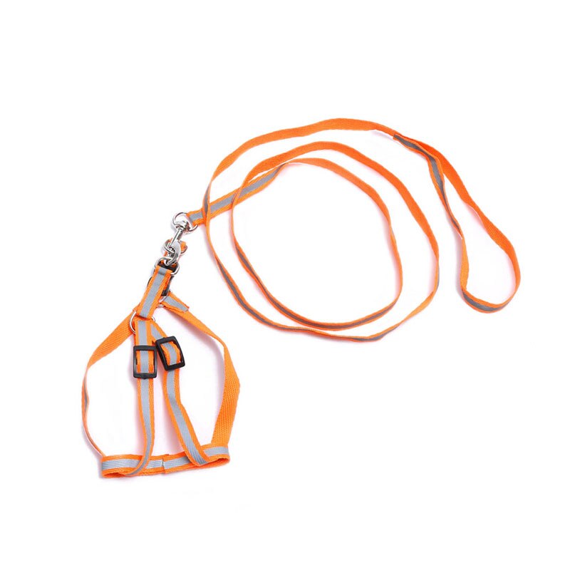 Aftagelig justerbar plastik spænde metalbelagt 'p' lås reflekterer lys sikkerhedssnor hundehalsbånd rygliner 3 in 1 sæt: Orange