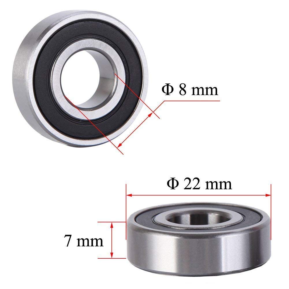 10 Uds rodamiento 603 604 605 606 607 608 609 623 624 625 626 627 628zz 2Z 2RS sello de Metal rodamientos rígidos de bolas de