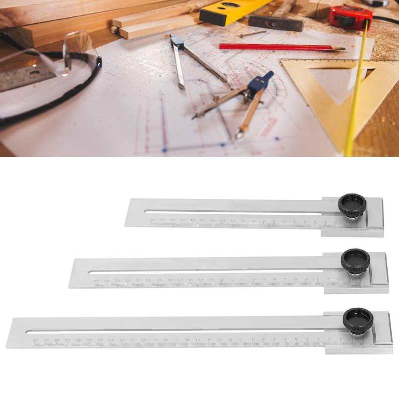 200mm 250mm 300mm Sliding Line Ruler Accuracy Scribing Woodworking Parallel Carbon Steel Measuring Tool