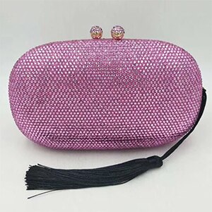 Bolso de noche naranja para mujer, bolsa de mano de cristal con borlas, bolsos con diamantes, de , bandolera mensajero de 14 colores: Rosa