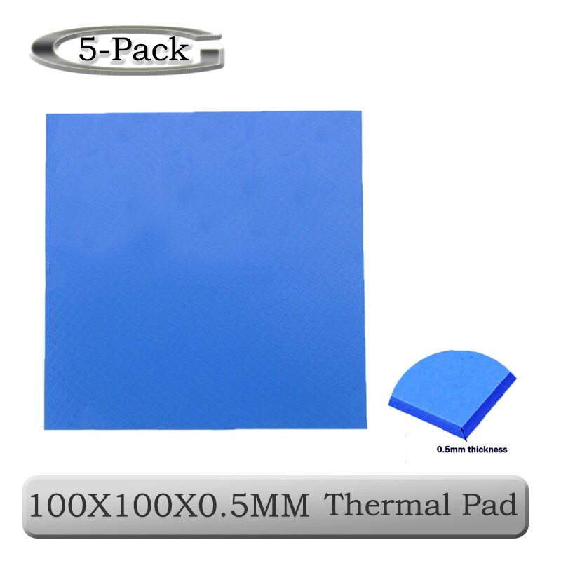 5pcs Gdstime 10cm 100mm x 100mm x 0.5mm 0.05cm Dikte Blauw Thermische Geleidende Siliconen pad